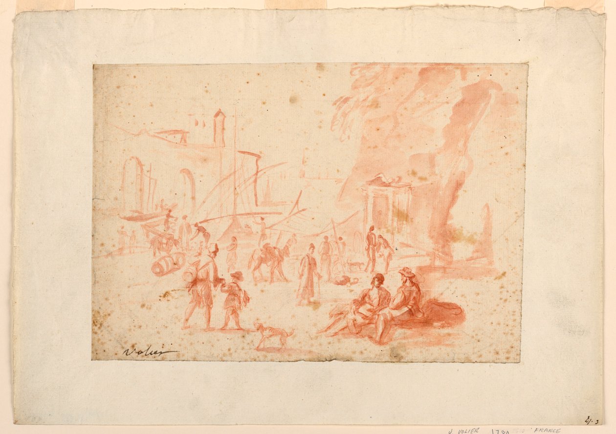 Een havenscène door Pierre Jacques Volaire