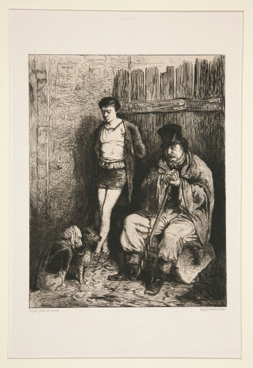 Twee mannen en twee honden door Pierre Marie Beyle