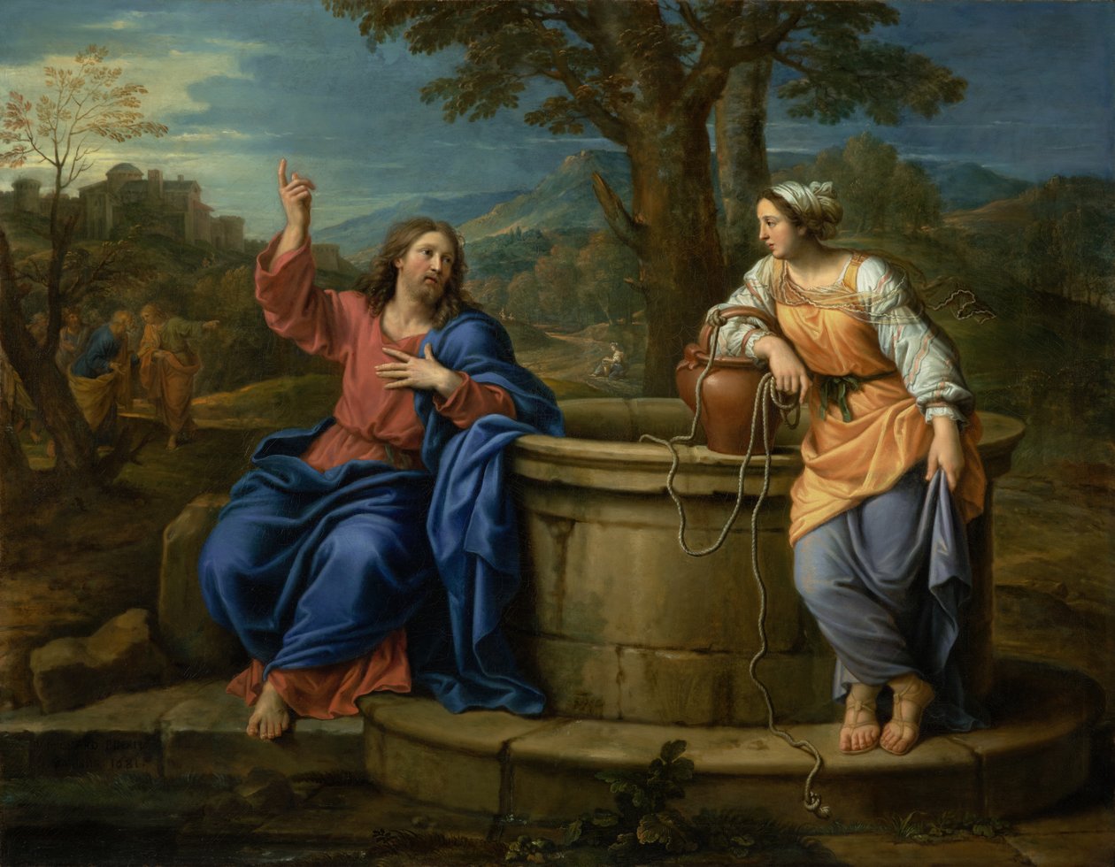 Christus en de vrouw van Samaria door Pierre Mignard