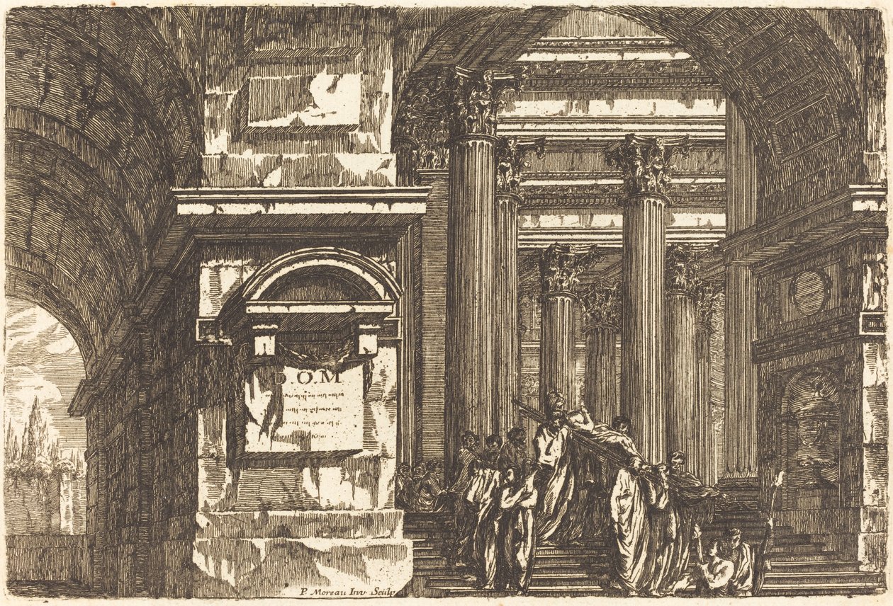 De ingang van een tempel door Pierre Moreau