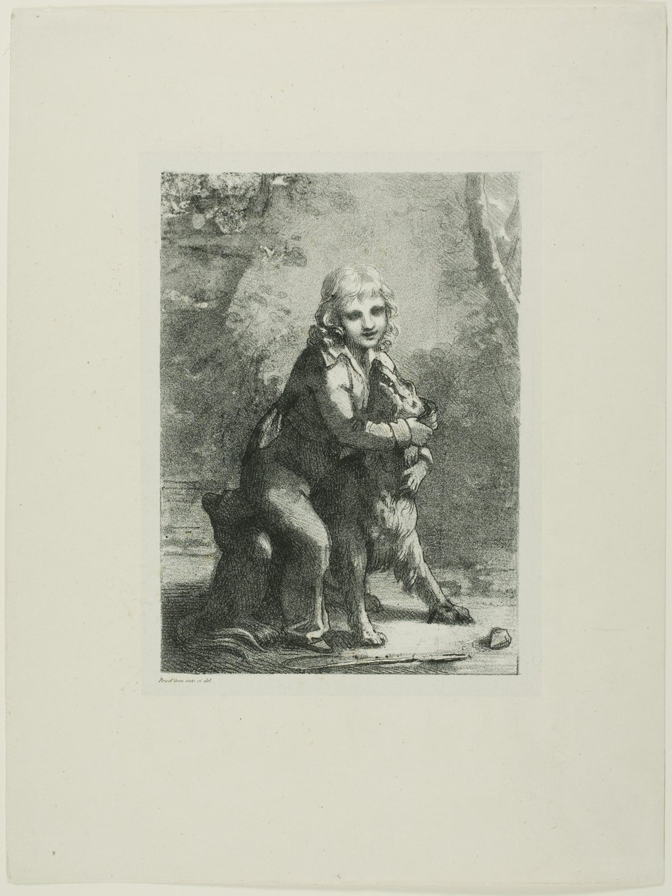 Jongen met hond door Pierre Paul Prud