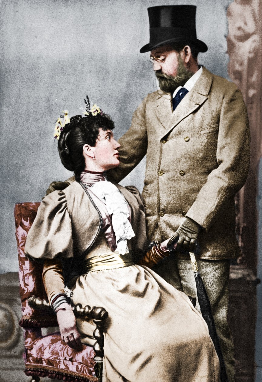 Emile Zola en Jeanne Rozerat, ca. 1890, 1939 door Pierre Petit