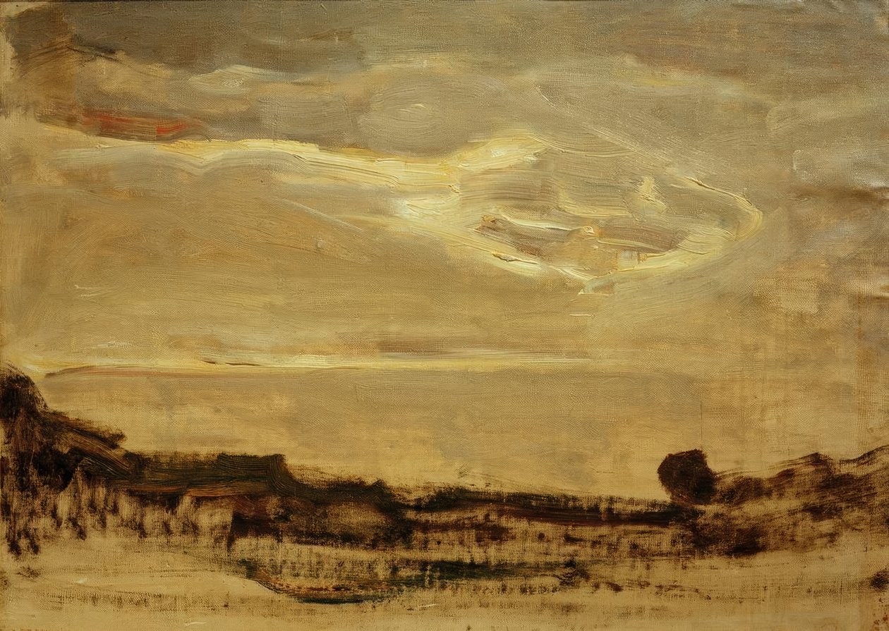 Avondhemel met gloeiende wolk door Piet Mondrian