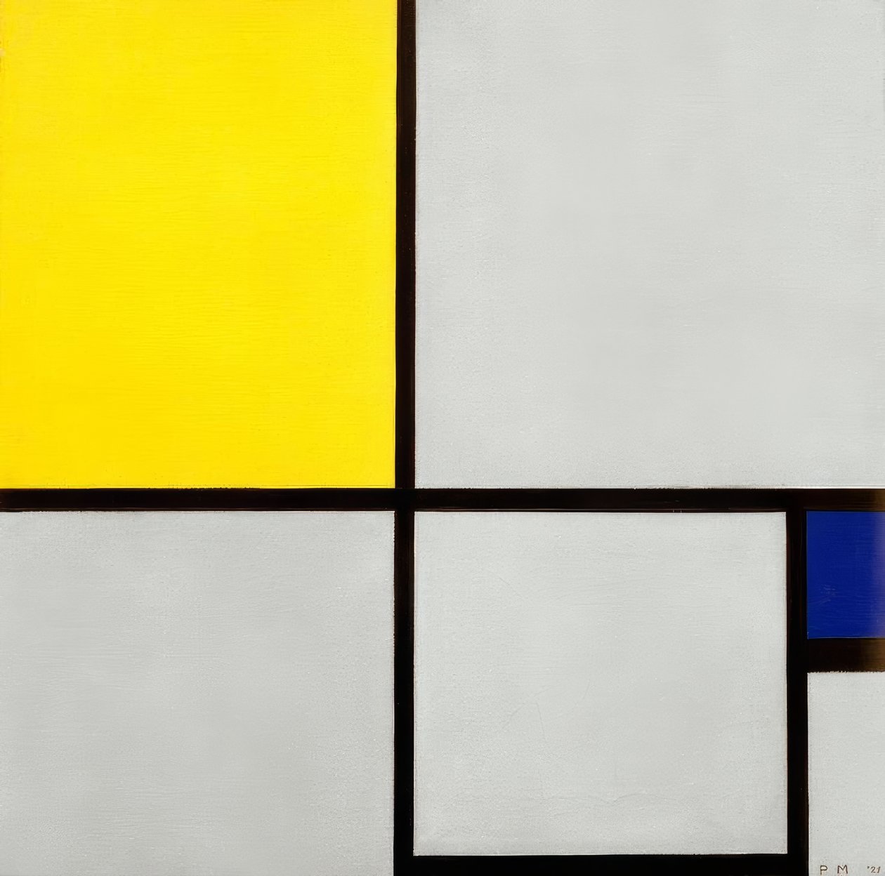 Compositie No. II; Compositie met geel en blauw door Piet Mondrian