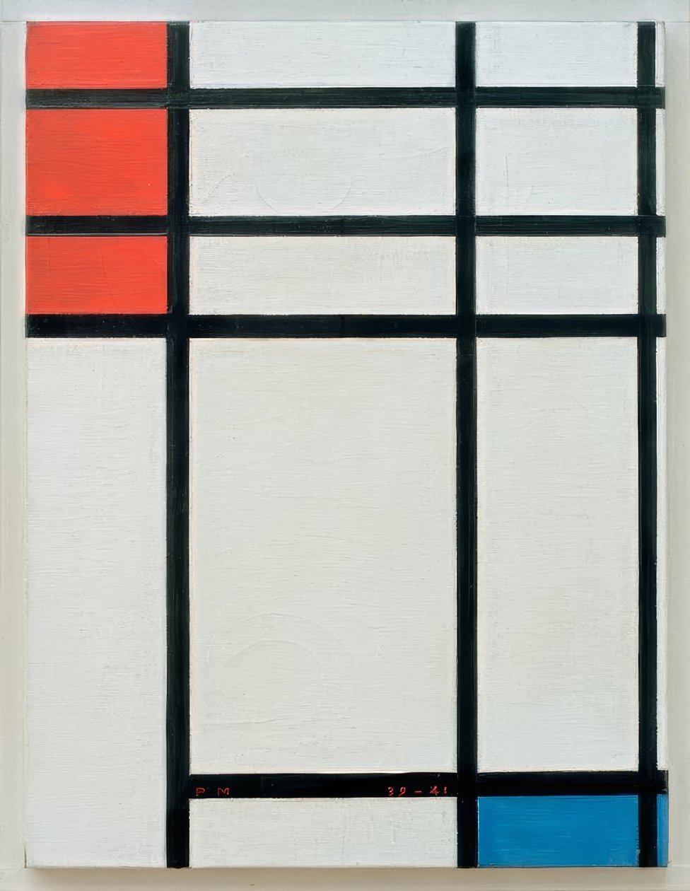 Compositie in rood, blauw en wit door Piet Mondrian