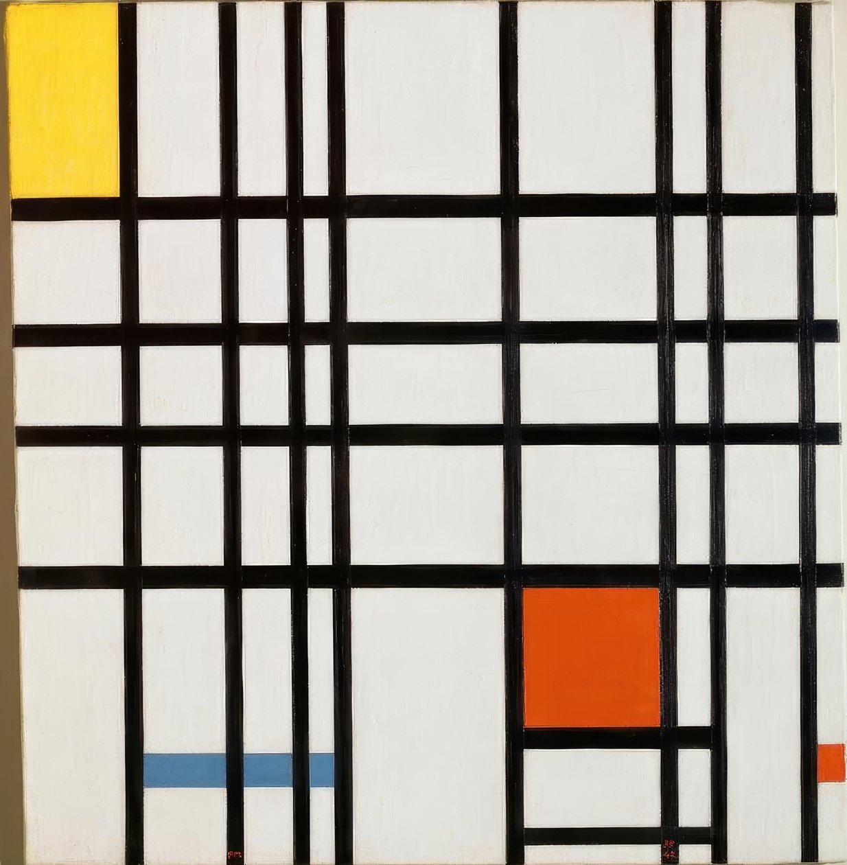 Compositie met geel, blauw en rood door Piet Mondrian