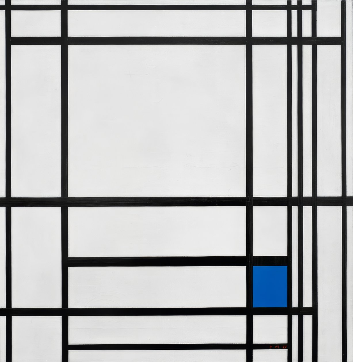 Compositie van lijnen en kleur, III; Compositie met blauw door Piet Mondrian