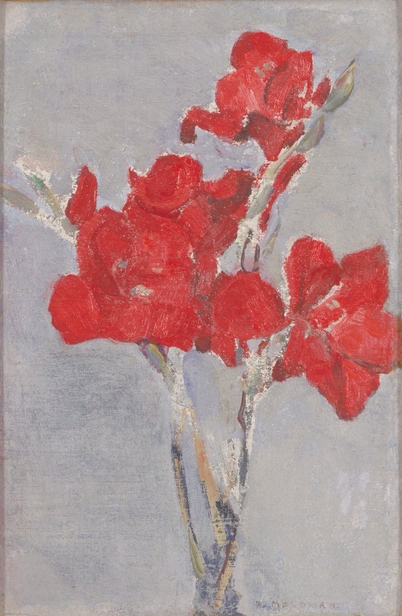 Rode gladiolen door Piet Mondrian