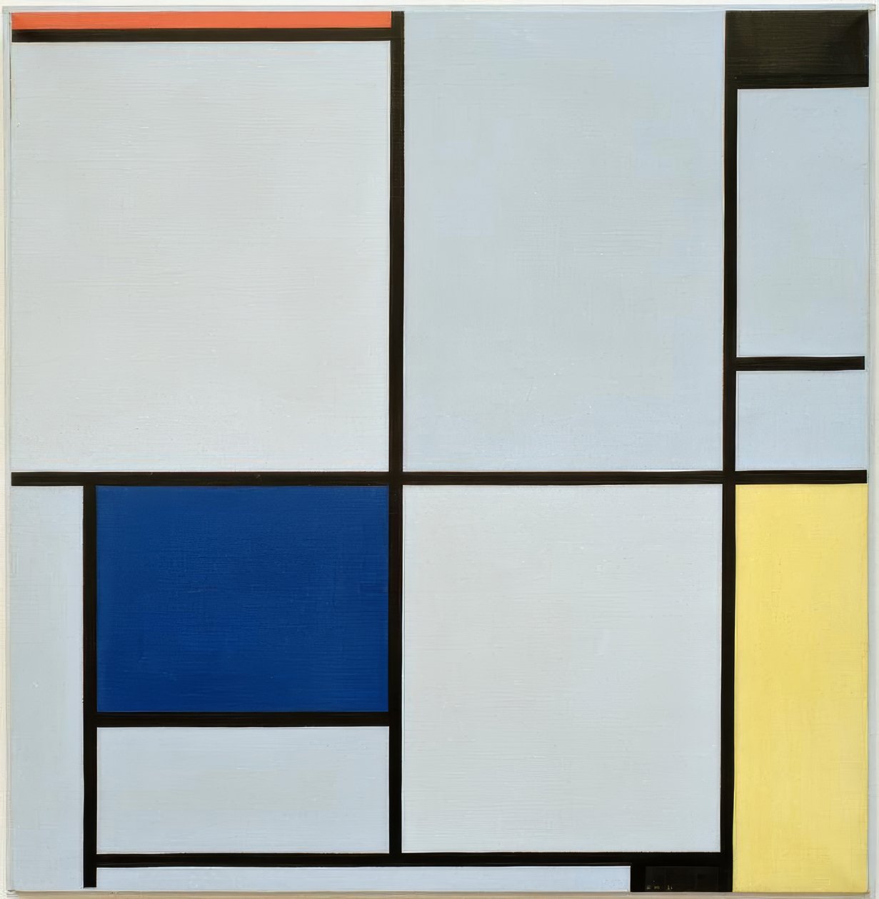 Tableau I; Compositie met rood, zwart, blauw en geel door Piet Mondrian
