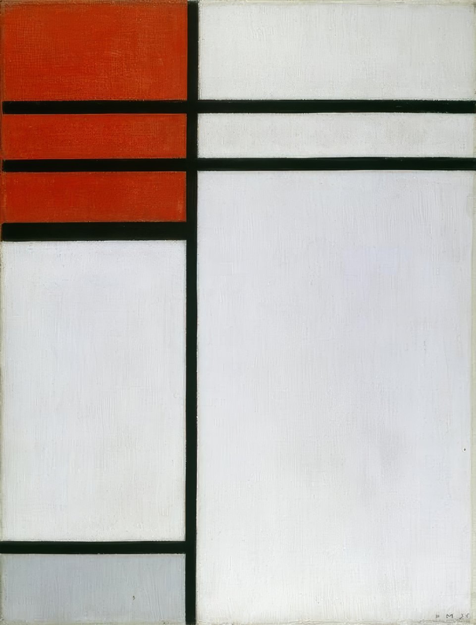 Compositie met rood door Piet Mondrian