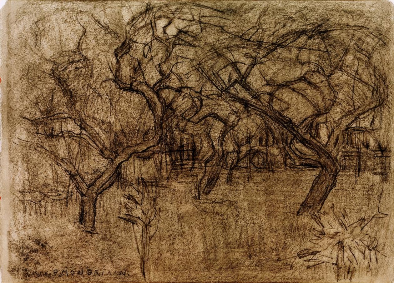 Boomgaard door Piet Mondrian