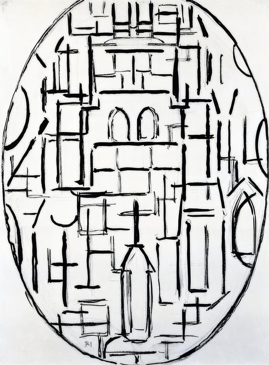 Piet Mondriaan (1872–1944), Kerk in Domburg, 1914 door Piet Mondrian