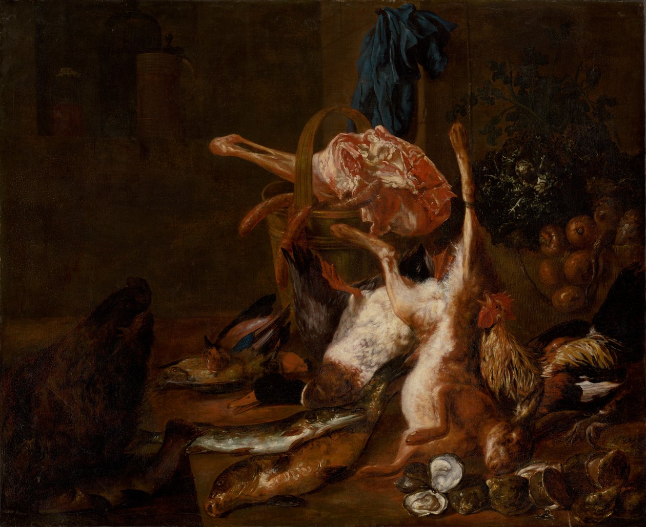 Stilleven met gedode dieren door Pieter or Peter Boel