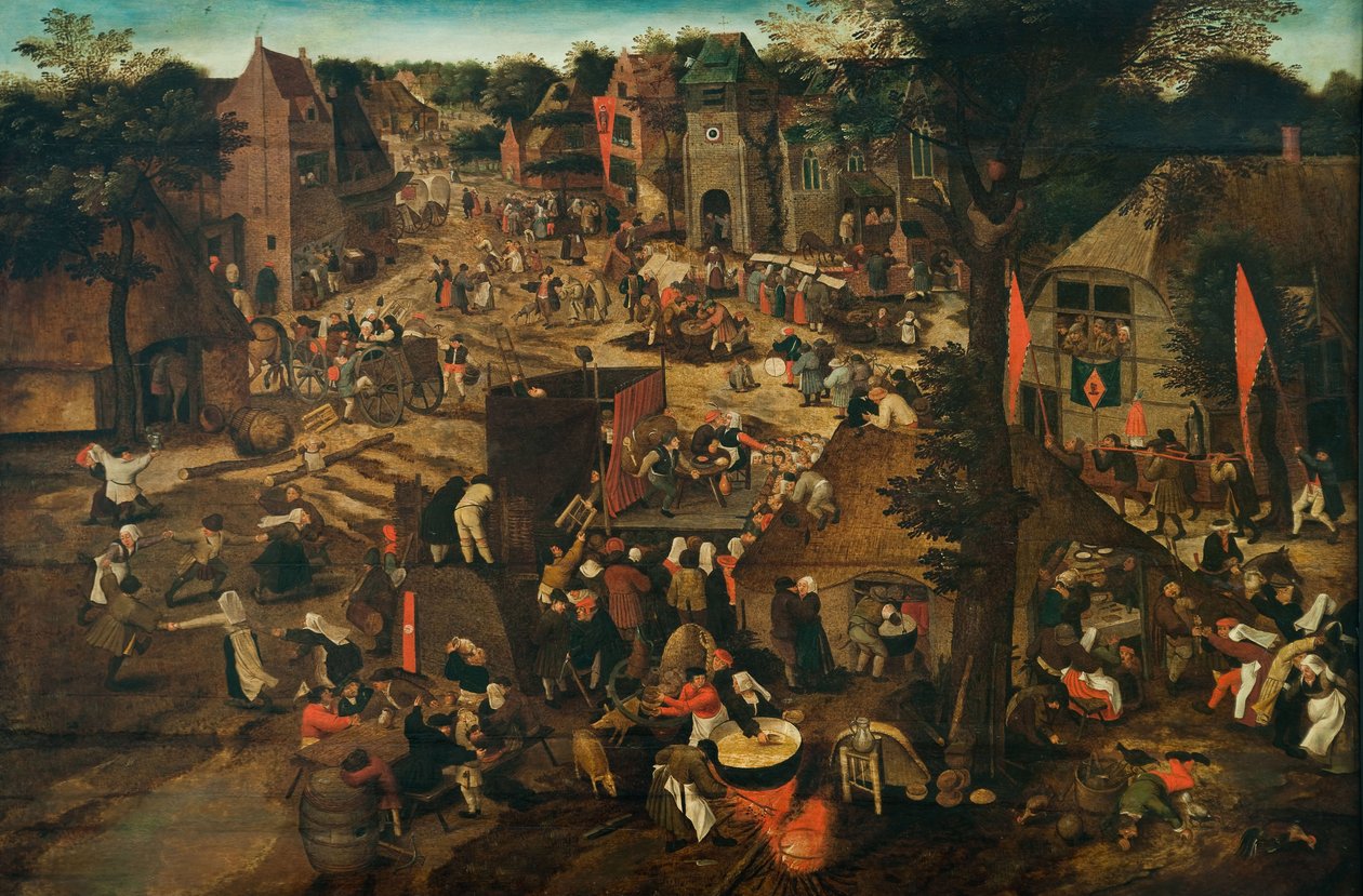 Een dorpsfeest (Dorpsfeest ter ere van Sint Hubertus en Sint Antonius) door Pieter Brueghel the Younger