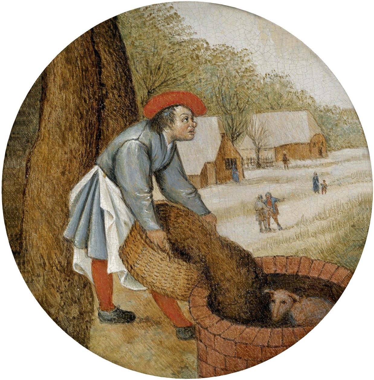 De boer giet de bronnen door Pieter Brueghel the Younger