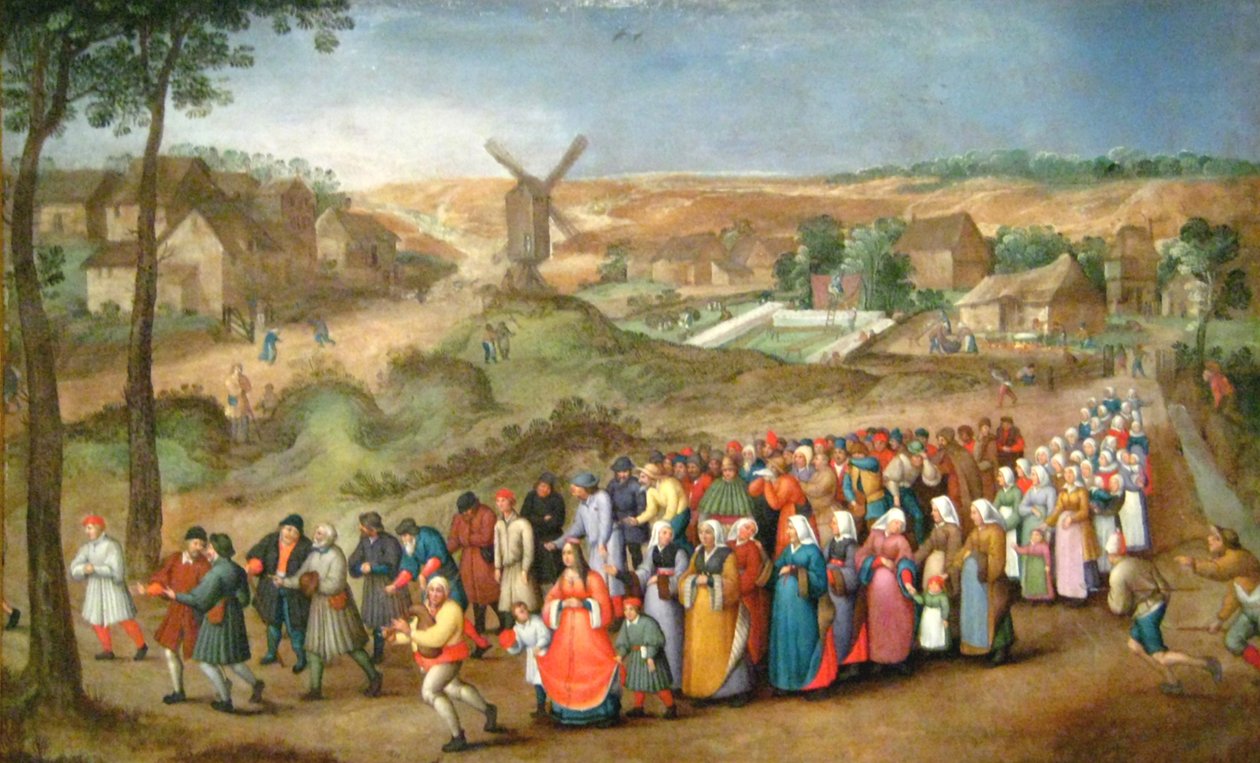 Huwelijksprocessie voor een Landschap door Pieter Brueghel the Younger