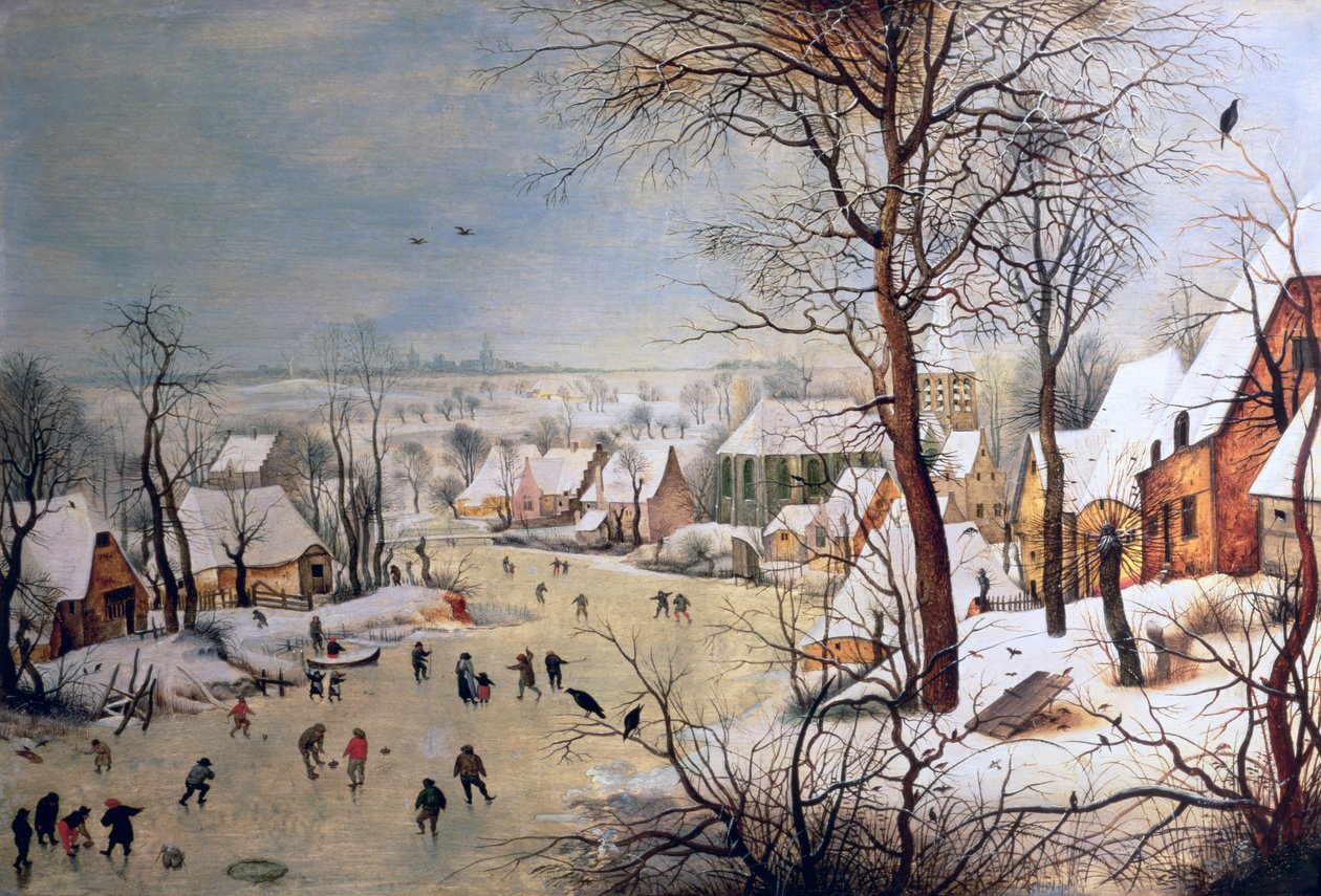 Winterlandschap met vogelval, 1601 door Pieter Brueghel the Younger