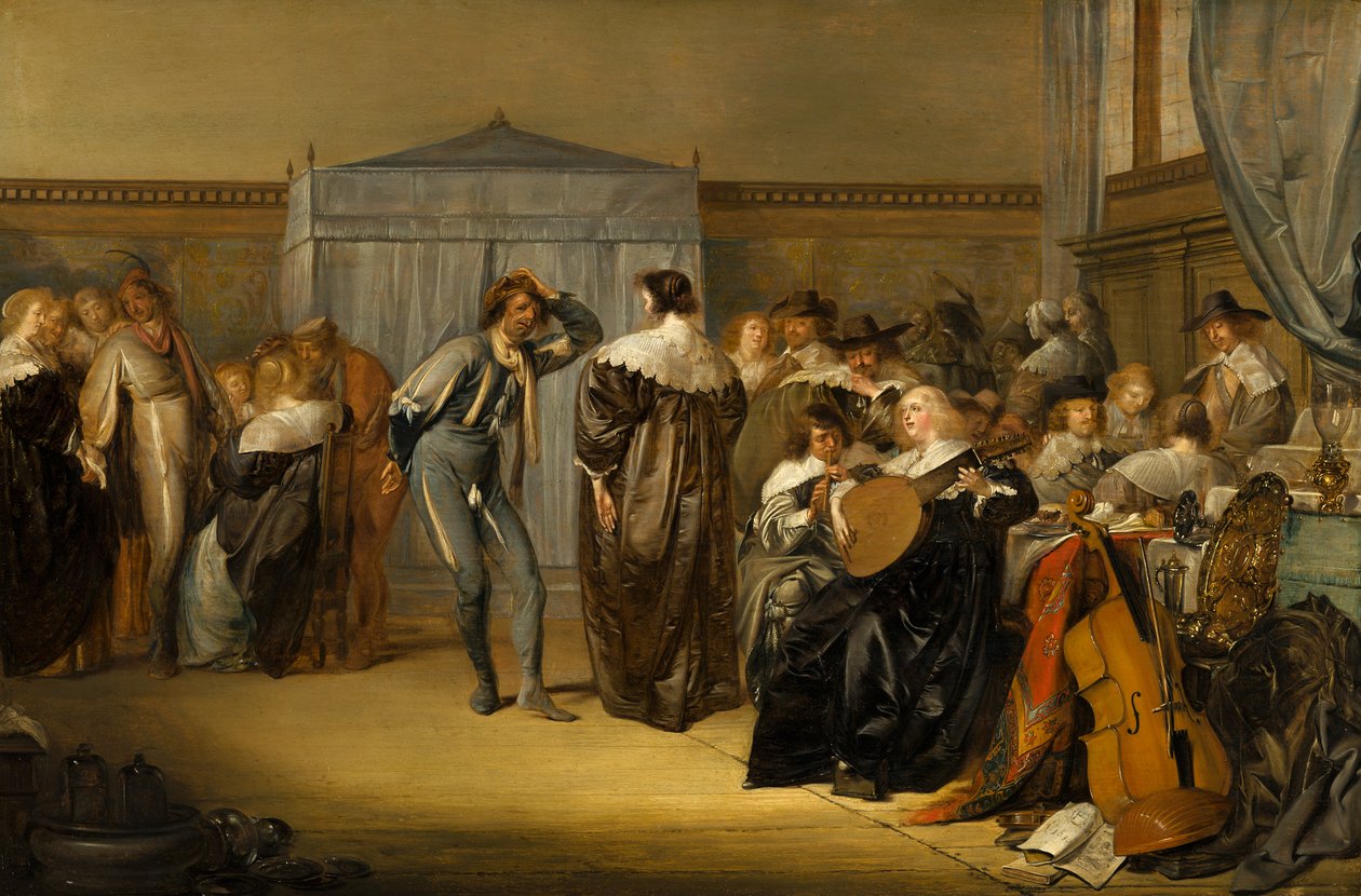 Vrolijk Gezelschap met Gemaskerde Dansers door Pieter Codde