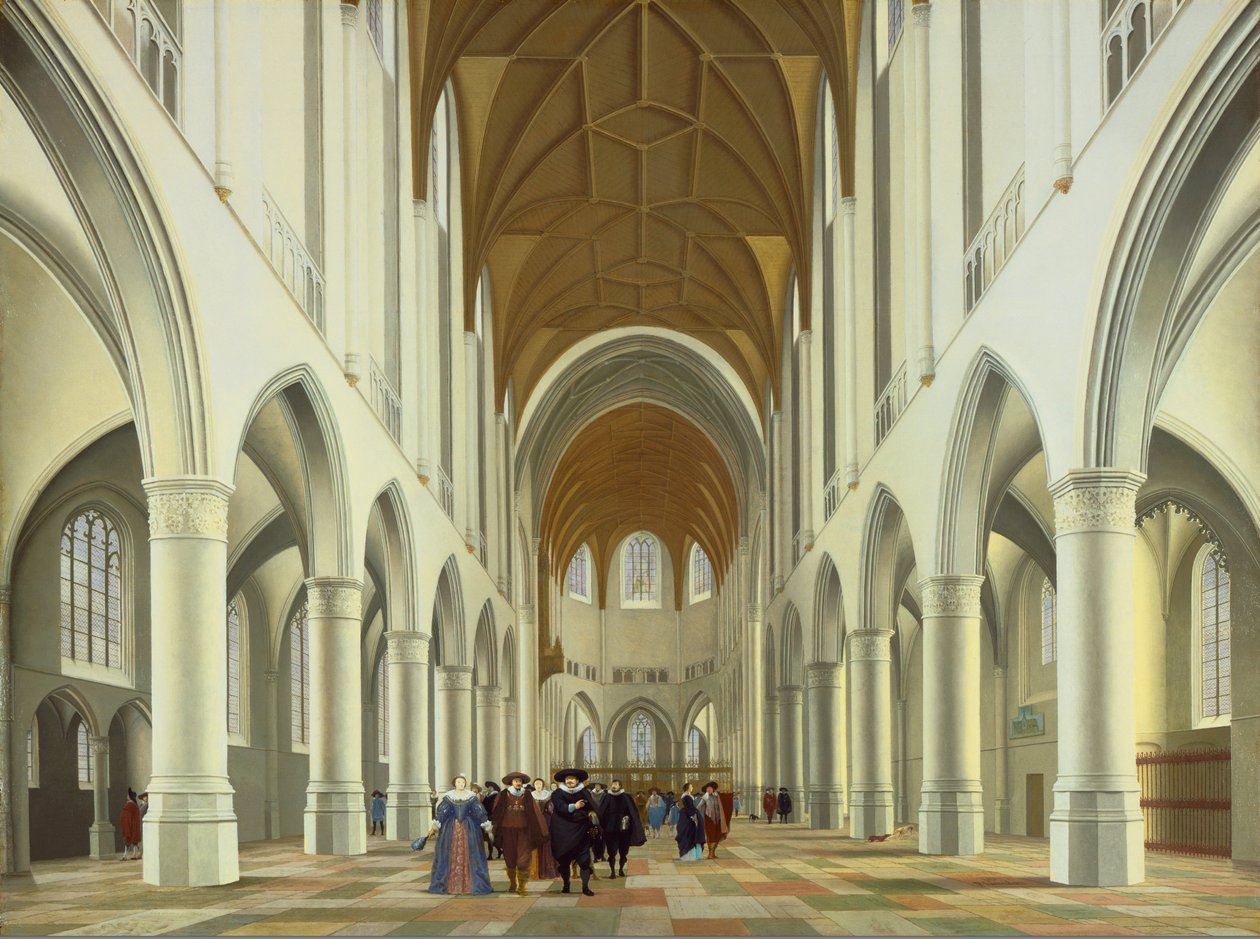 Interieur van Sint Bavo, Haarlem door Pieter Janszoon Saenredam