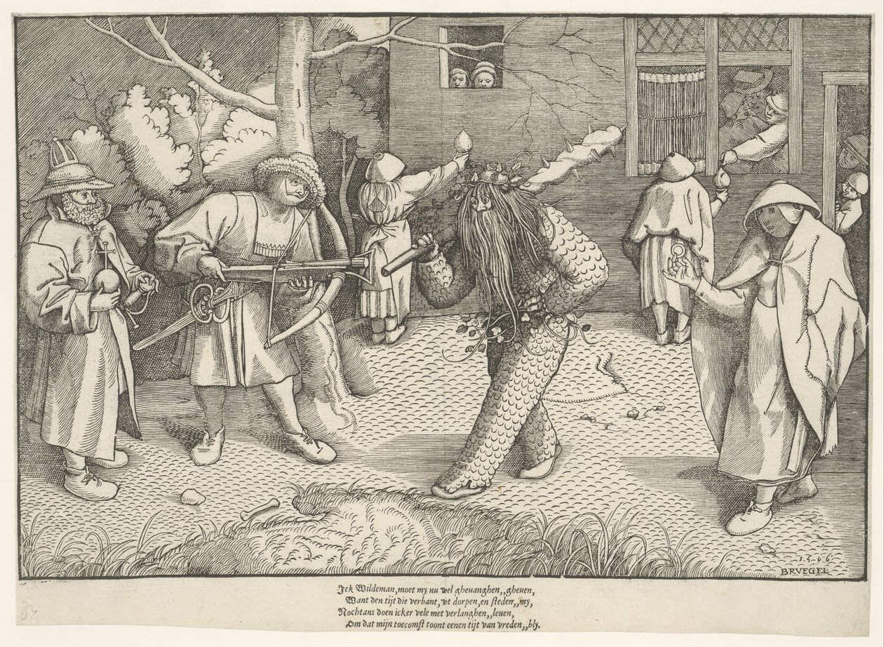 Maskerade van Orson en Valentine, 1566 door Pieter The Elder after Brueghel