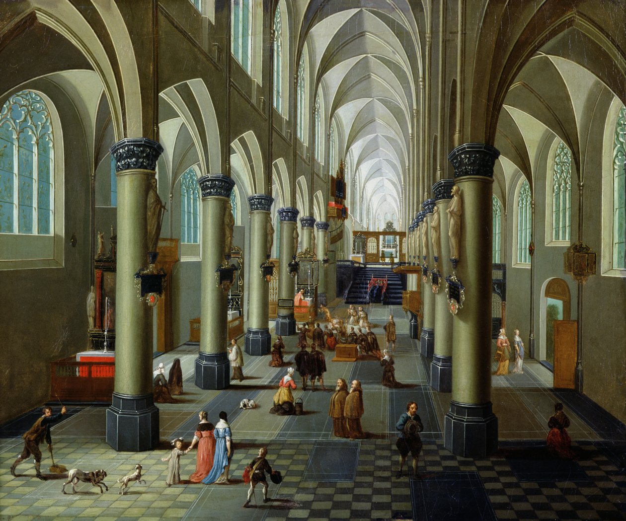 Interieur van een kerk door Pieter the Elder Neeffs