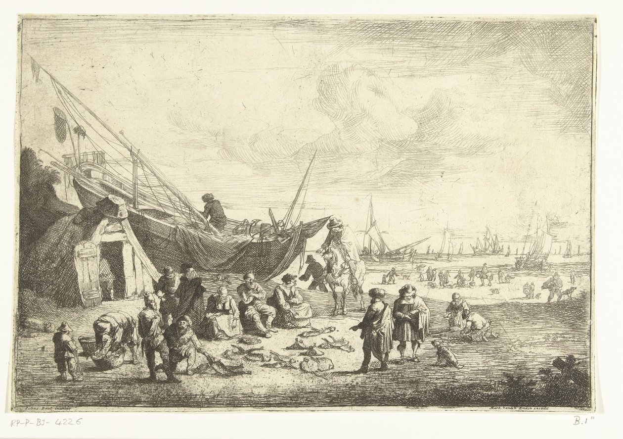 Vismarkt te Scheveningen door Pieter Bout