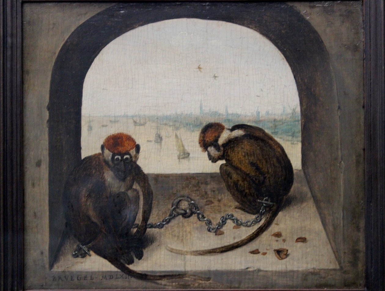 Twee geketende apen door Pieter Brueghel the Elder