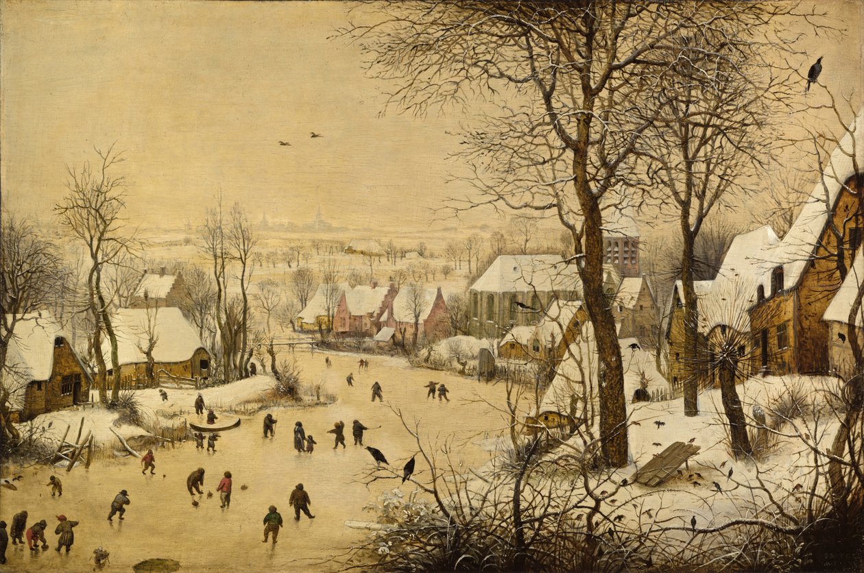 Winterlandschap met vogelval door Pieter Brueghel the Elder