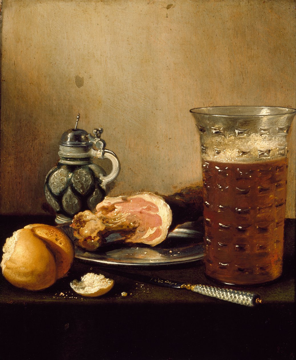 Stilleven met een ham (1642) door Pieter Claesz