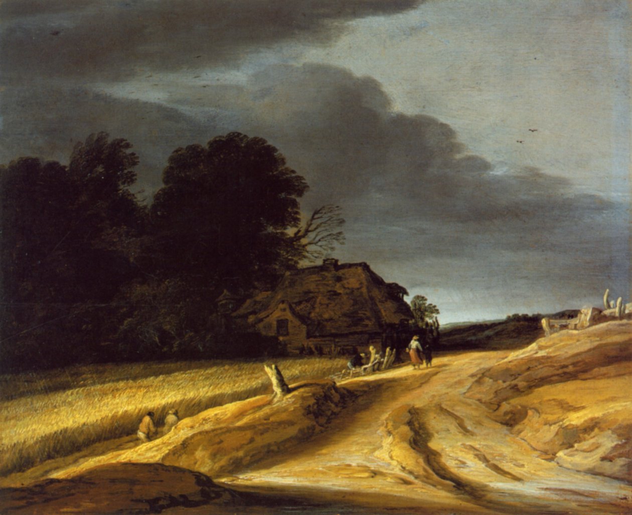 Landschap met Veldweg en Boerderij door Pieter Dircksz Santvoort