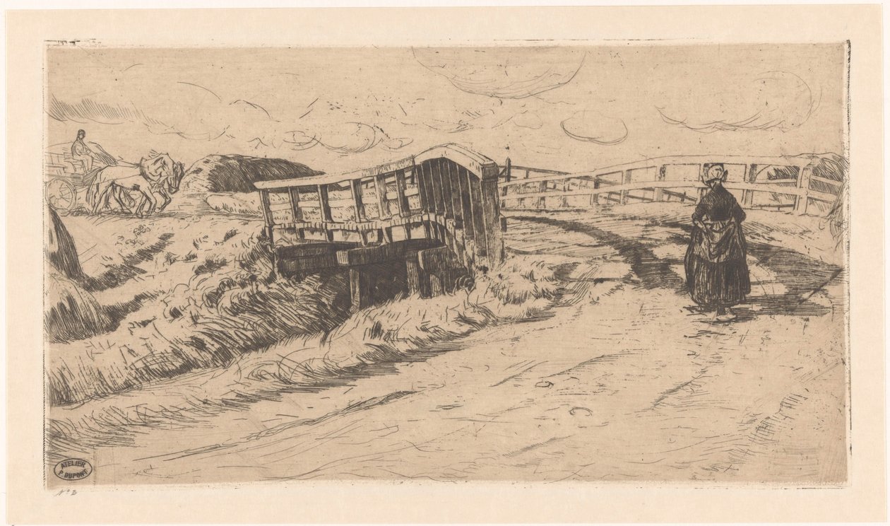 Landweg met brug door Pieter Dupont
