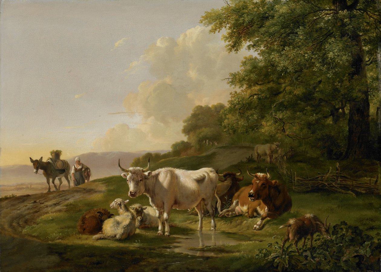 Landschap met vee door Pieter Gerardus van Os