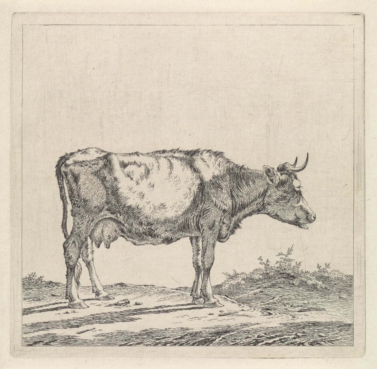 Landschap met koe aan waterkant door Pieter Janson