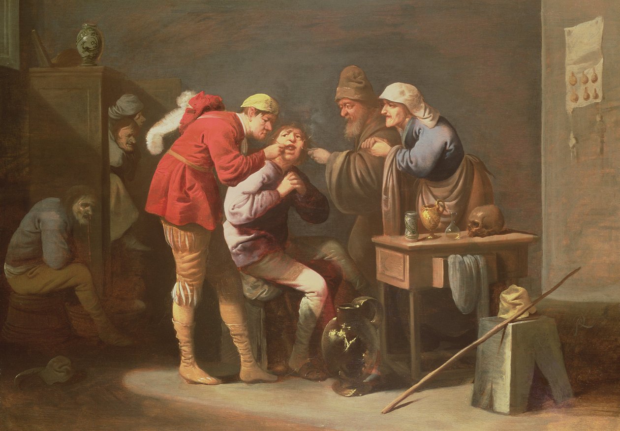 Een bezoek aan de tandarts door Pieter Jansz. Quast