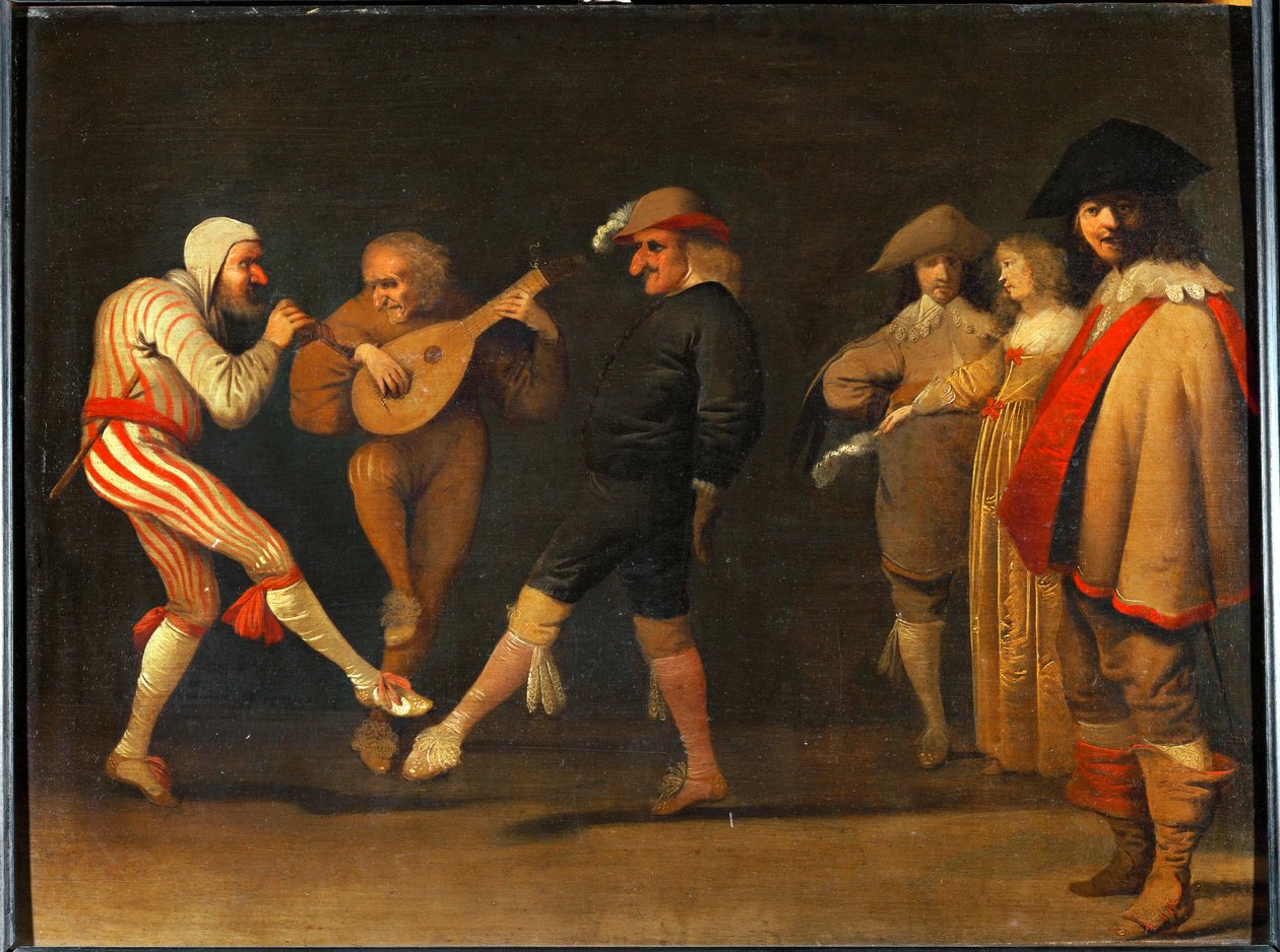 Dansende komieken door Pieter Jansz. Quast