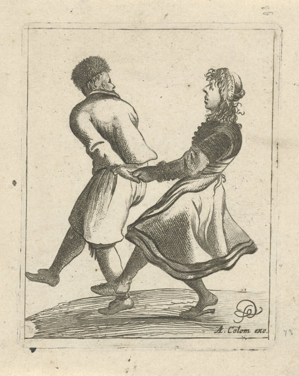 Dansend paar door Pieter Jansz Quast