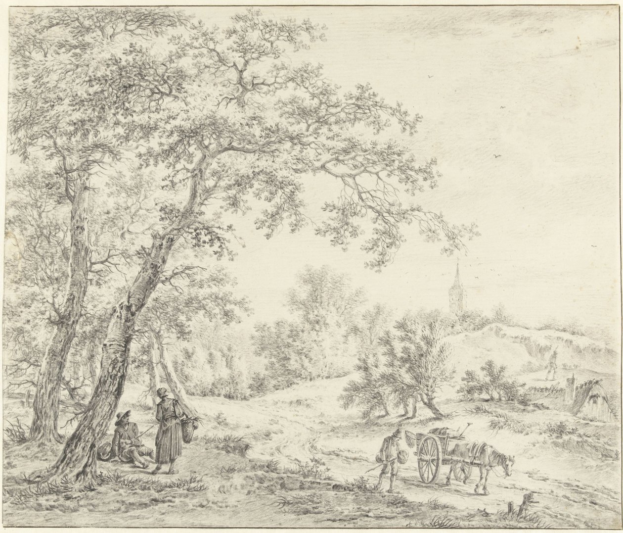 Noord-Hollands landschap (Egmond richting Castricum?) door Pieter Pietersz. Barbiers
