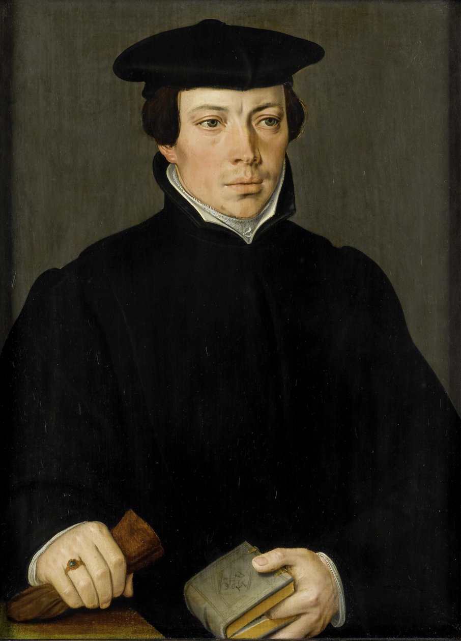 Portret van een jonge predikant door Pieter Pourbus