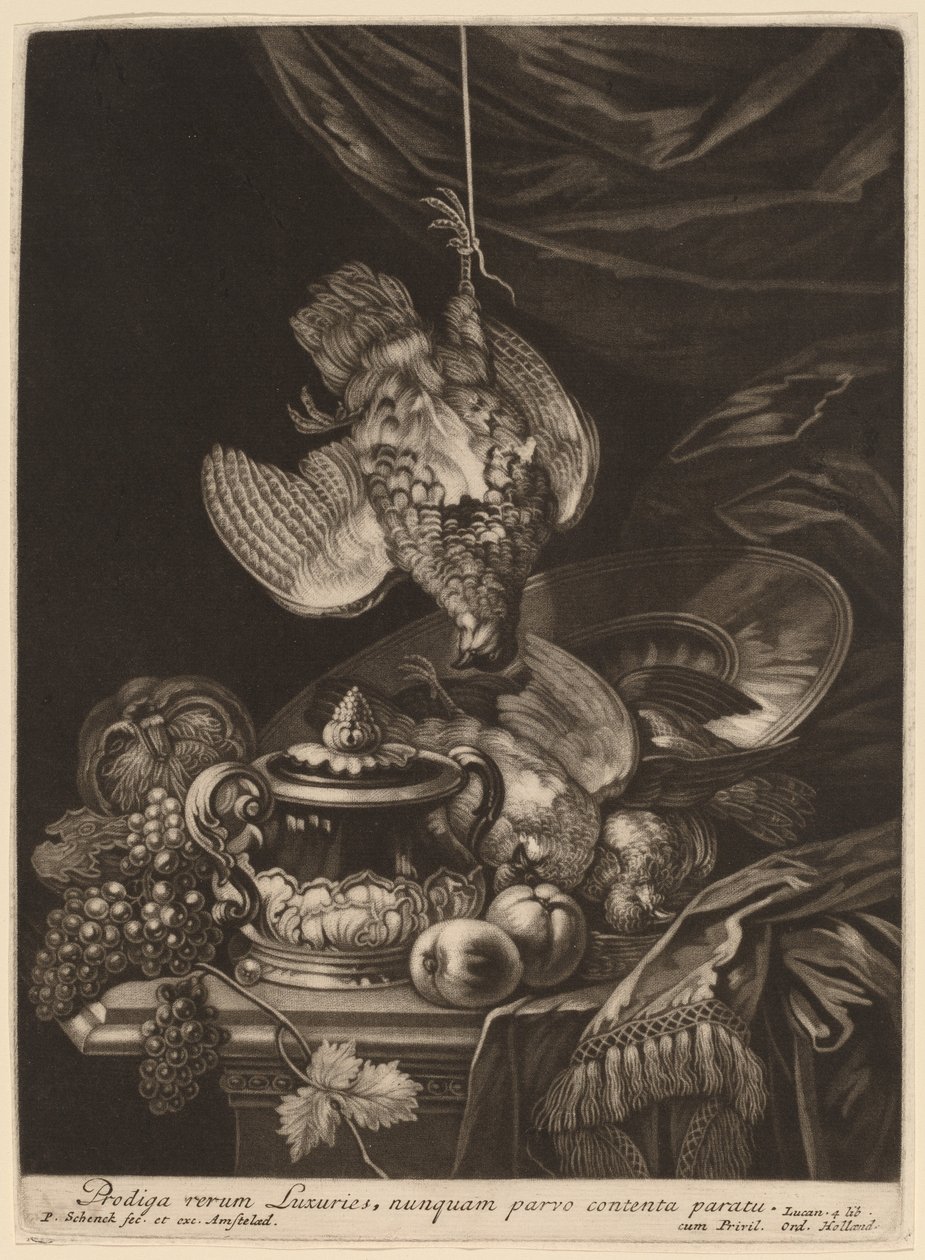 Stilleven met een Hangende Patrijs door Pieter Schenck I