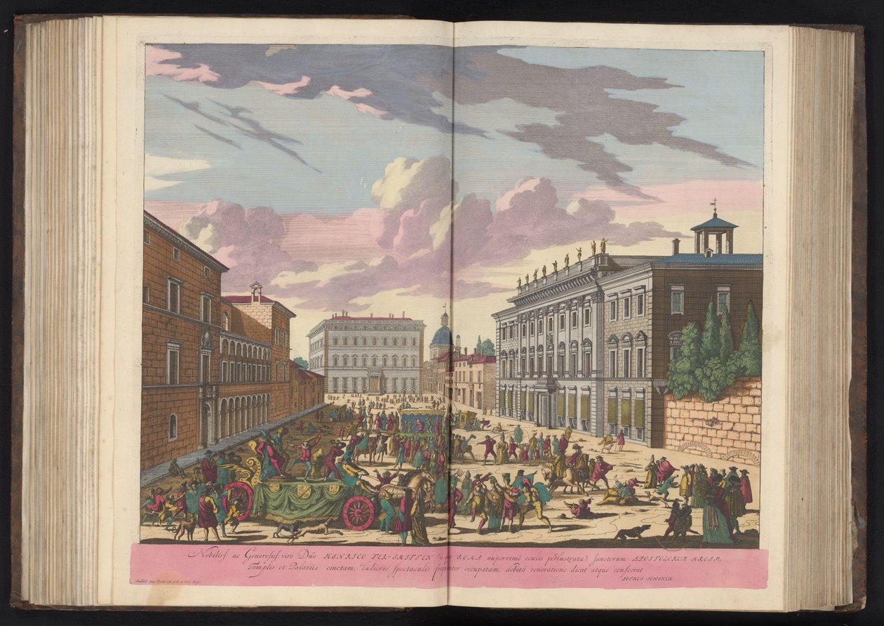 Festiviteiten op straat in Rome door Pieter Schenk (I)