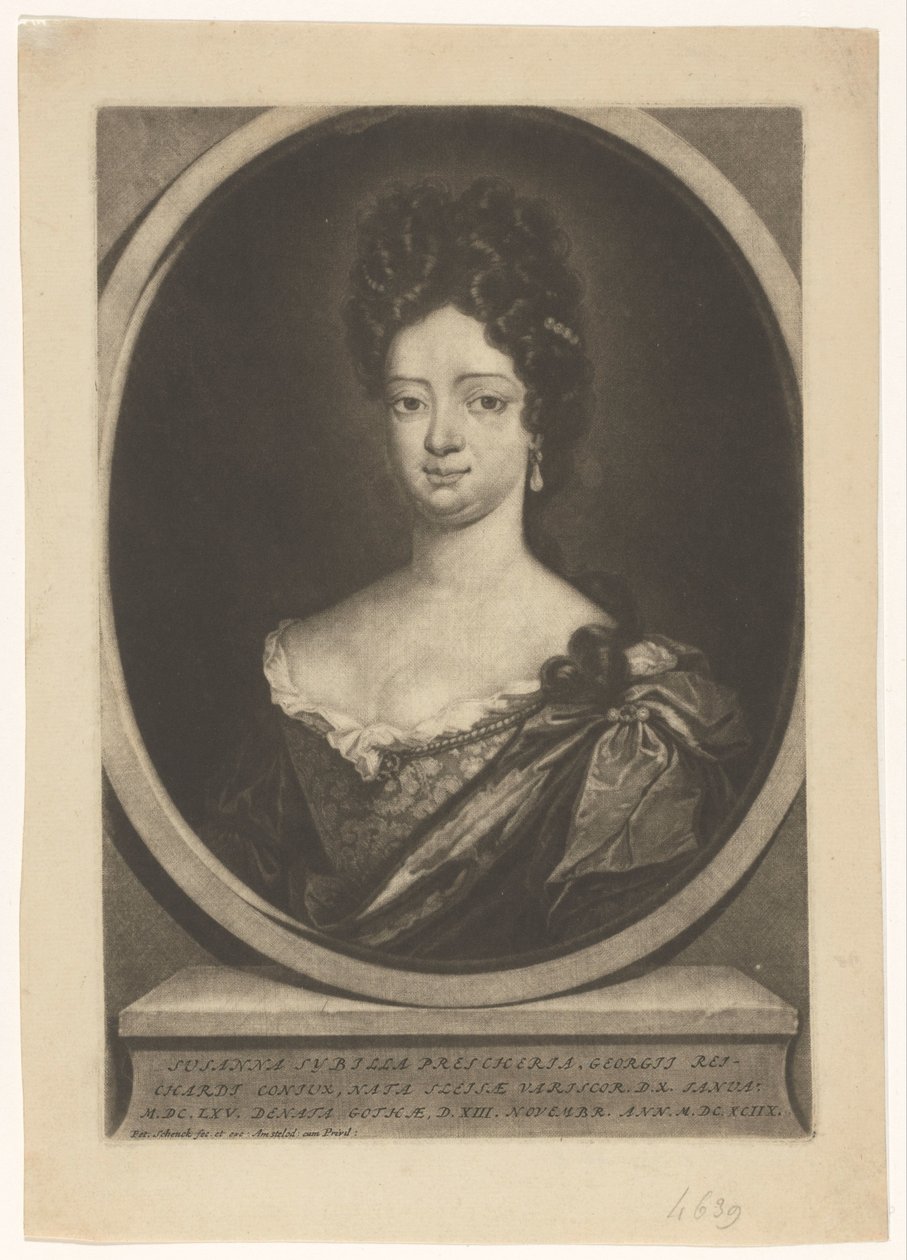 Portret van Susanna Sibylla Reichardt door Pieter Schenk (I)