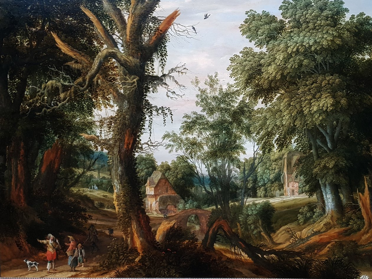 Boslandschap met figuren door Pieter Stalpaert