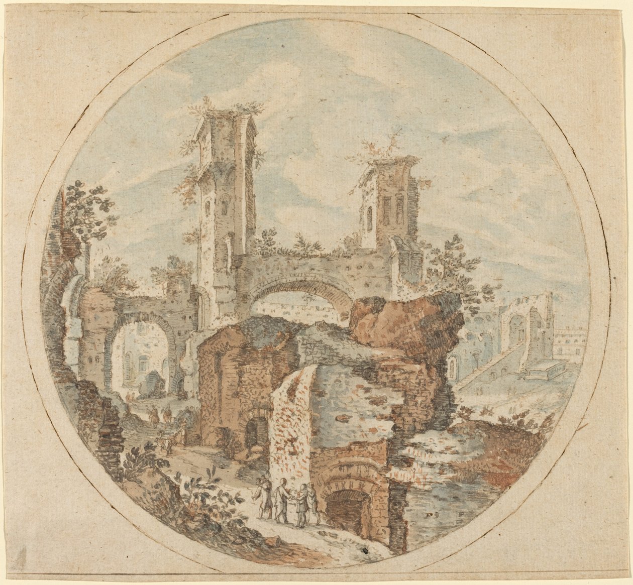 Reizigers tussen Romeinse Ruïnes door Pieter Stevens
