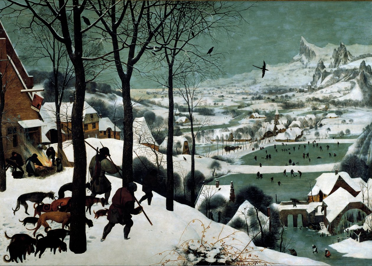 Jagers in de sneeuw (Winter) door Pieter The Elder Brueghel
