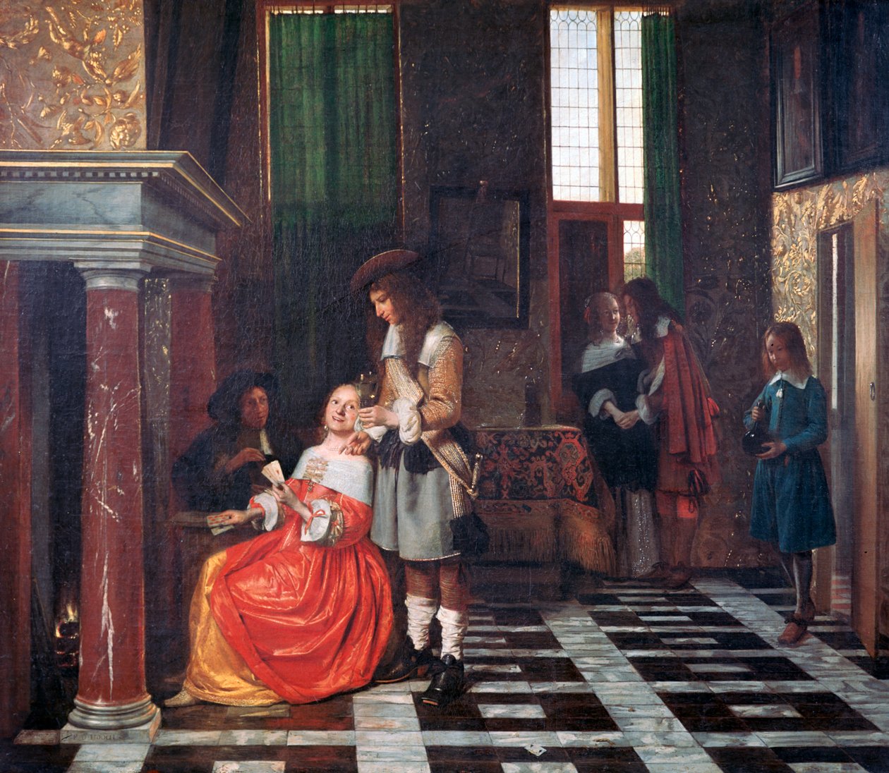 De kaartspelers, ca. 1663-1665 door Pieter de Hooch
