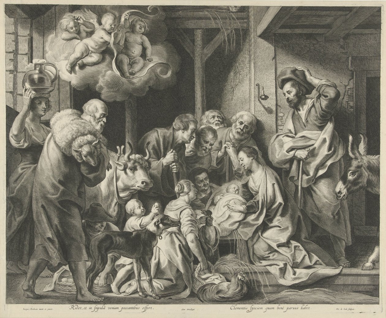 Aanbidding door de herders door Pieter de Jode (II)