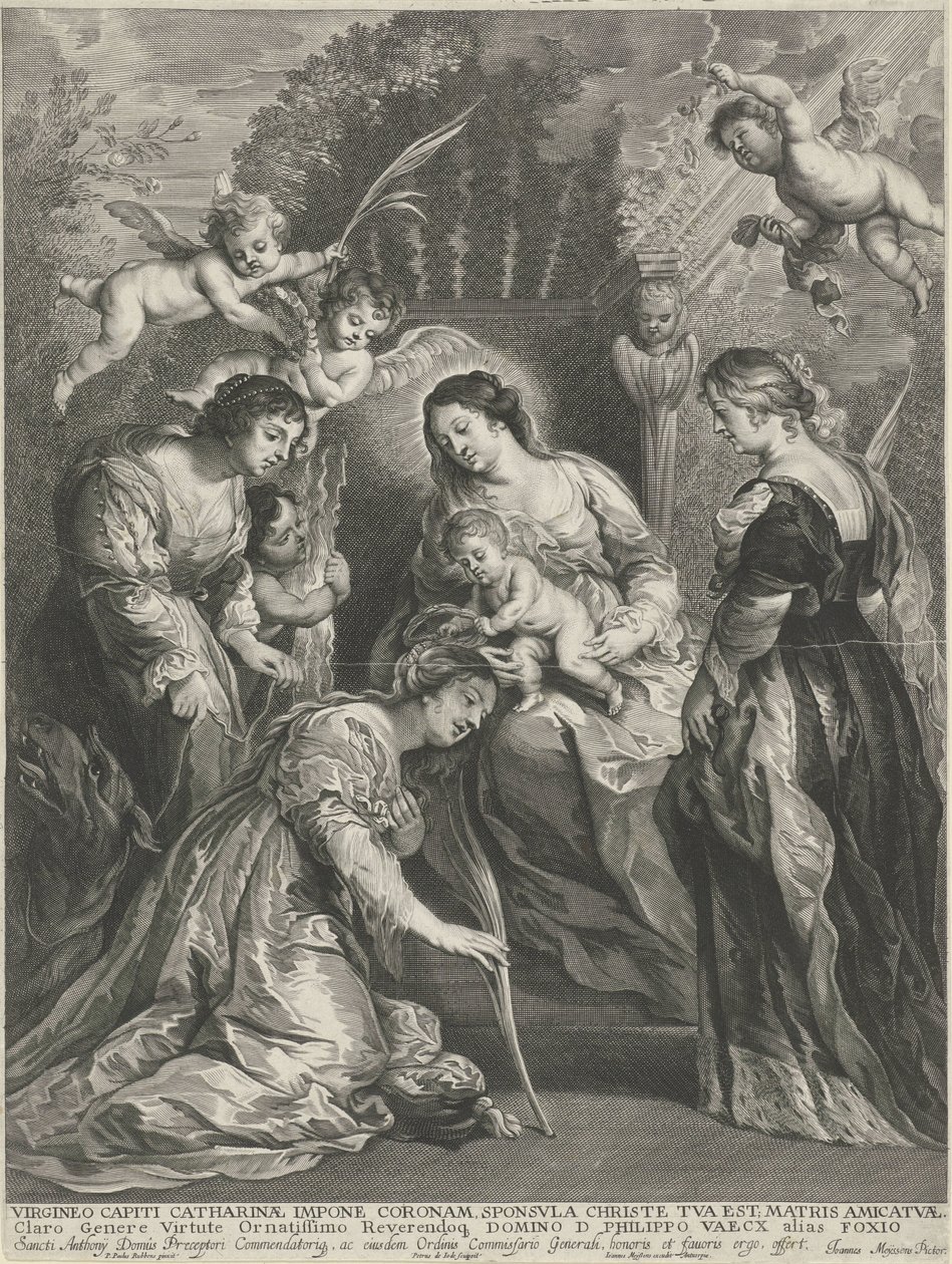 Christuskind kroont H. Catharina door Pieter de Jode (II)