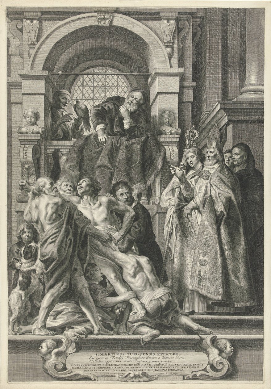 Heilige Martinus geneest een bezetene door Pieter de Jode (II)