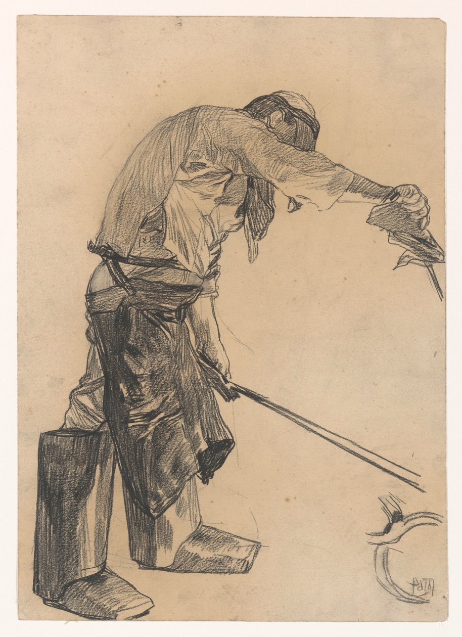 Arbeider in staalfabriek door Pieter de Josselin