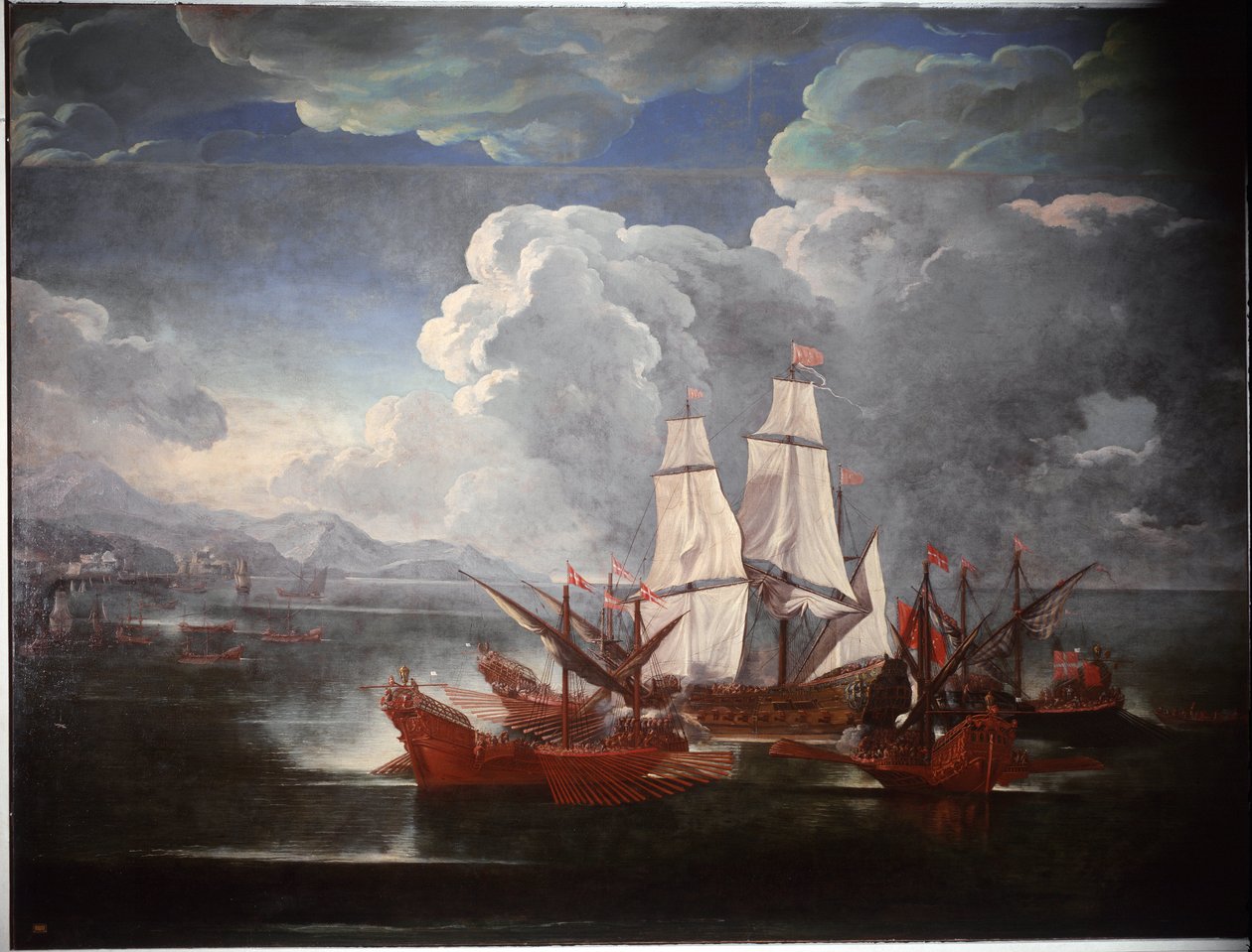 Slagschip door Pieter the Younger Mulier